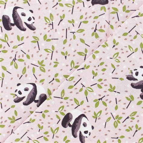 Tissu Coton Cretonne Enduit Panda Rose MA PETITE MERCERIE