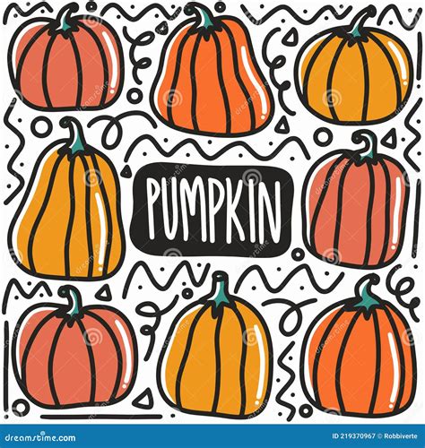 Hand Drawn Pumpkin Doodle Art Design Element Illustration Stock Vector