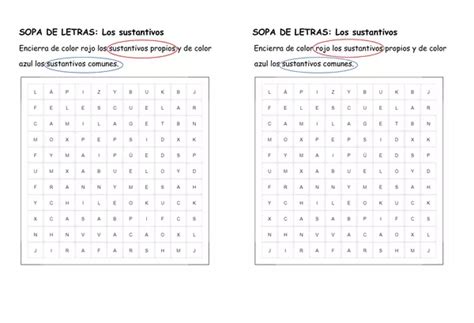 Sopa De Letras Sustantivos Profe Social