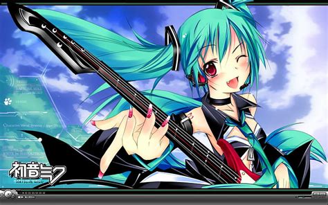 Hatsune Miku Vocaloids Guitar Anime Hd Wallpaper Peakpx