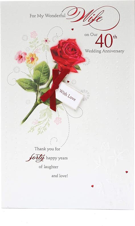 Wife Traditional 40th Wedding Anniversary Card Ruby Wedding