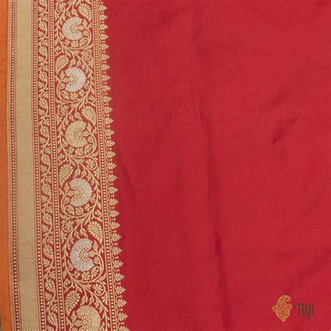 Red Pure Katan Silk Banarasi Handloom Saree Tilfi