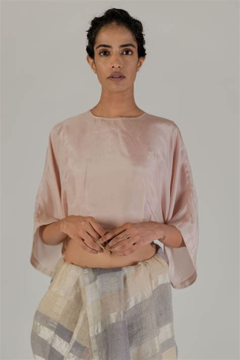 Blush Silk Kaftan Blouse Anavila