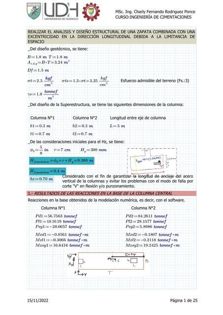 An Lisis Y Dise O Estructural De Una Zapata Combinada Con Una