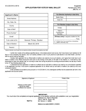 Fillable Online Application For Vote By Mail Ballot A Doc Fax Email