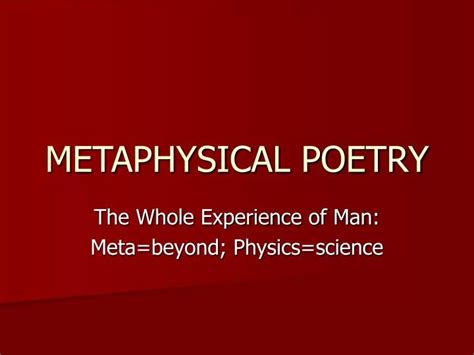 Ppt Metaphysical Poetry Powerpoint Presentation Free Download Id 5620271