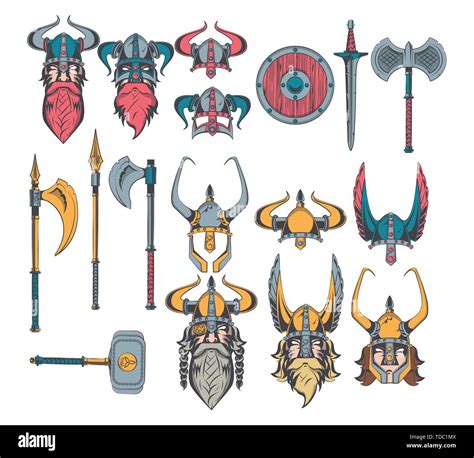 Vikings Warriors Set Of Drawings Stock Vector Image And Art Alamy