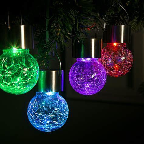 GIGALUMI 8 Pack Hanging Solar Lights,Multi-Color Changing Cracked Glass Hanging Ball Lights ...