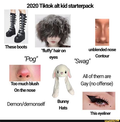 2020 Tiktok Alt Kid Starterpack Fluffy Hair On Unblended Nose Contour