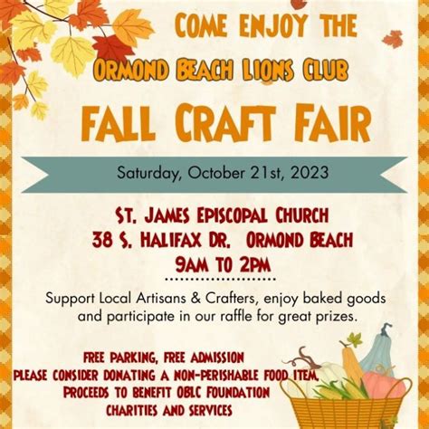 Ormond Beach Lions Club Indoor Craft Fair St James Episcopal Church