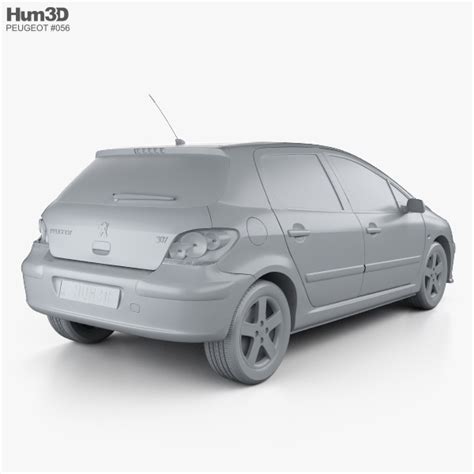 Peugeot 307 5-door hatchback 2005 3D model - Download Hatchback on ...