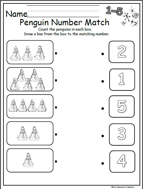 Free Winter Penguin Number Matching Worksheet Artofit