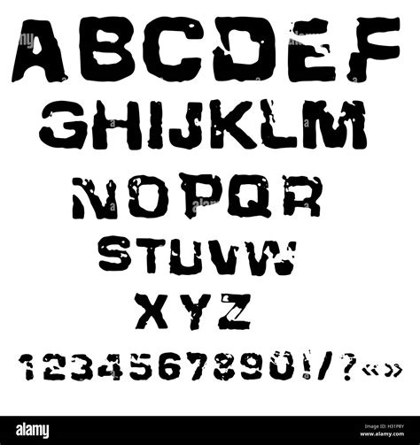 Vector Illustration Of Charcoal Alphabet Grunge Stamp Font Stock