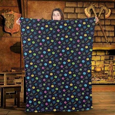 Dnd Dice Retro Pattern Blanket Dnd Blanket Dnd Ts Dice Etsy