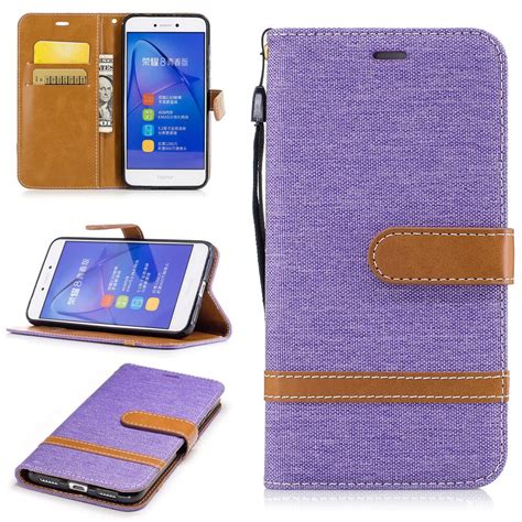 Pu Cuero Vaqueros Cartera Para Huawei Ascend P8lite 2017 Funda Para