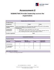 Bsbmgt Assessment Doc Assessment Bsbmgt Provide Leadership