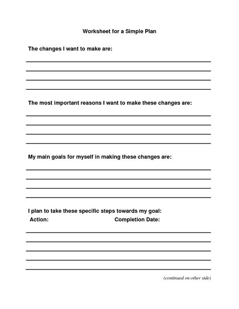 Recovery From Addiction Worksheets