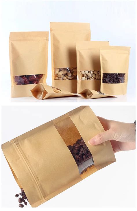 Brown Ziplock Kraft And White Kraft Craft Paper Standing Up Pouches Food Packaging Zipper Bags