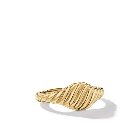 David Yurman Sculpted Cable Micro Cable Pinky Ring In 18K Yellow Gold