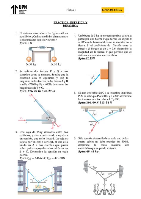 HT Semana 3 Fisica 1 Estática y Din amica PRÁCTICA ESTÁTICA Y