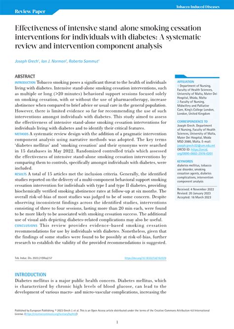 Pdf Effectiveness Of Intensive Stand Alone Smoking Cessation