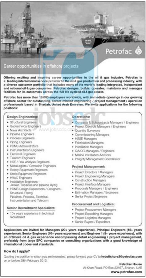 petrofac career opportunities  offshore projects petrofac february