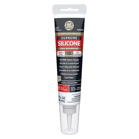 Ge Supreme Silicone Kitchen And Bath Sealant Pack Of 1 White 2 8 Fl Oz Tube