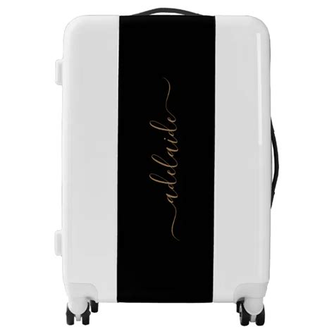 Chic Black Gold Monogram Elegant Girly Script Name Luggage Zazzle