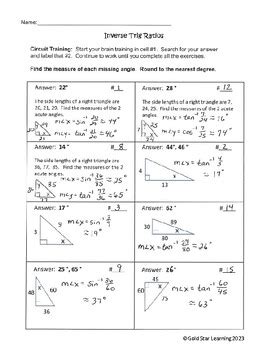 Inverse Trig Ratios Circuit Training Geometry SOH CAH TOA TPT