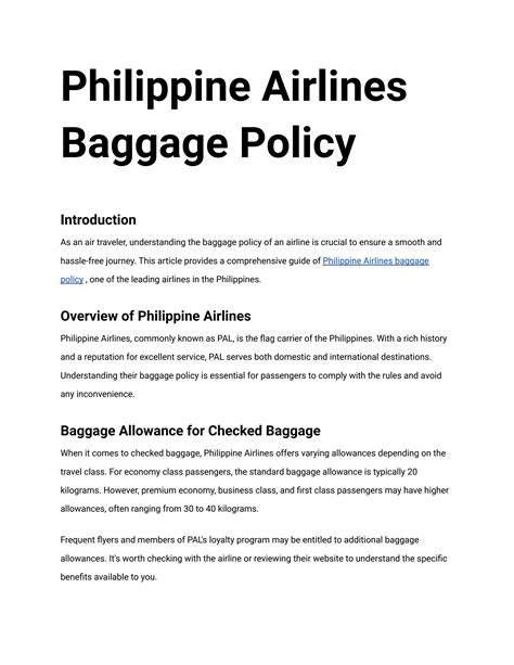 Philippine Airlines Baggage Policy By Nicolus Lin Issuu