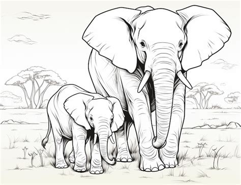 Premium Ai Image There Is A Drawing Of A Mother Elephant And Her Baby