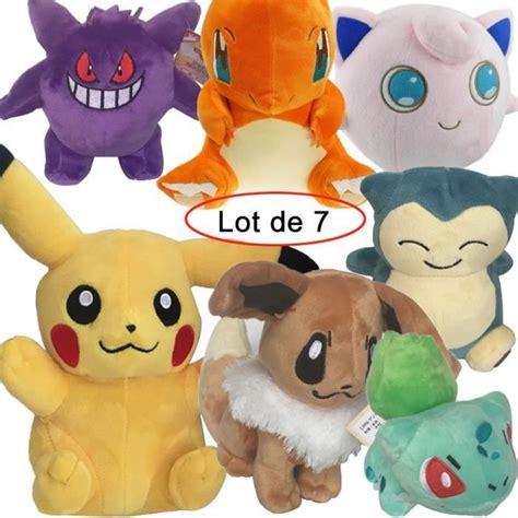 Lot De Pok Mon Figurine Peluche Doudou Pikachu Poup E Bulbasaur