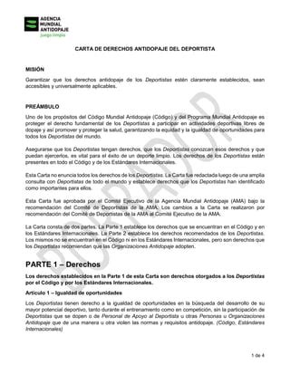 Carta De Derechos Antidopaje Del Deportista Pdf