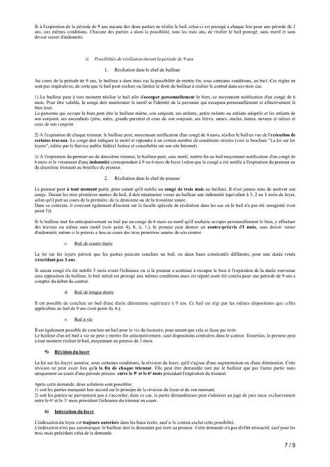 Contrat De Bail De Residence Principale Belgique DOC PDF Page 7