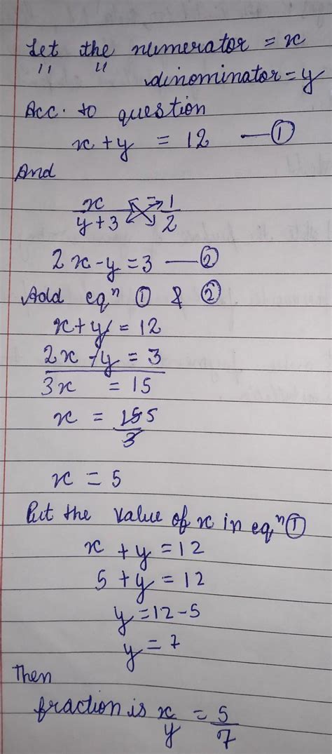 The Sum Of Numerator And Denominator Of A Fraction Is If The