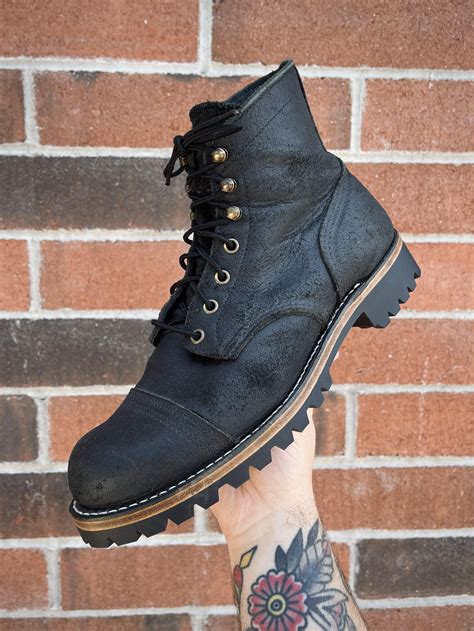 Black Spitfire Iron Ranger Resole W Natural Leather Midsole