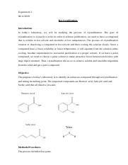 Orgo Lab Docx Experiment Recrystallization