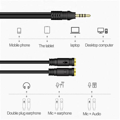 Audio Splitter Headphone Adapter Kabel 3 5Mm Jack Grandado