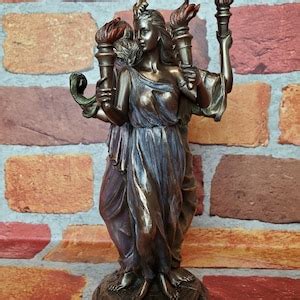 Vintage Hecate Statue Greek Goddess Of Magic Hecate Altar Statue Etsy