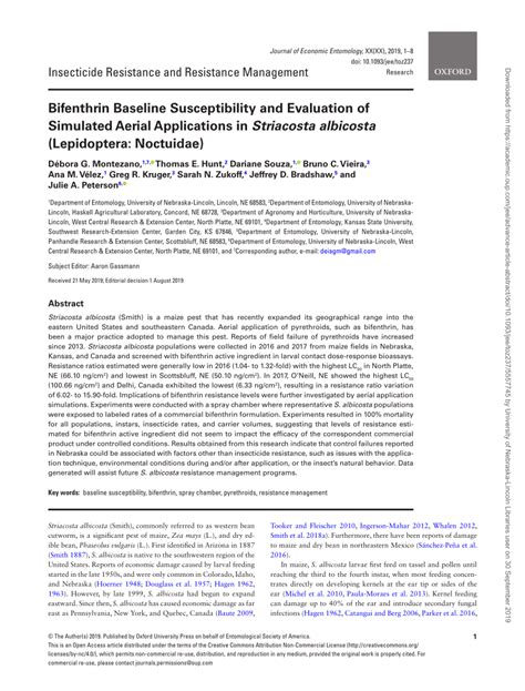 PDF Bifenthrin Baseline Susceptibility And Evaluation Of Simulated