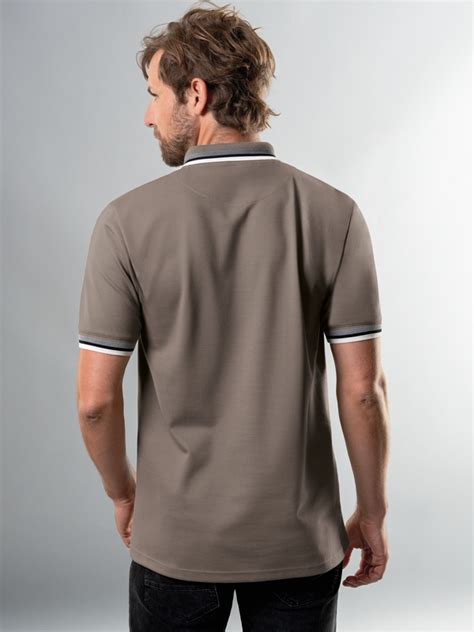 Poloshirt mit Reißverschluss taupe 4XL TRIGEMA