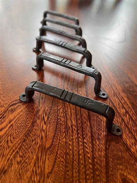 Hand Forged Cabinet R Drawer Pulls Blacksmith Made Metal Handles Etsy