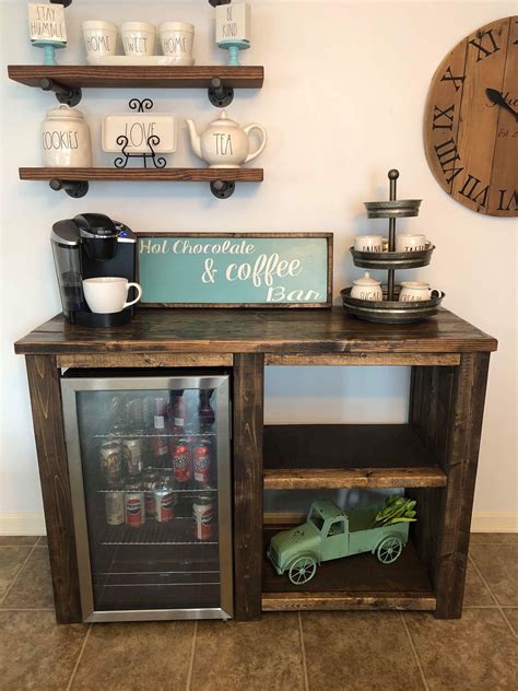 Coffee Bar With Opening For A Mini Fridge Rustic Open Etsy Diy Home Bar Coffee Bar Home