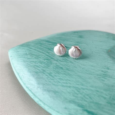 Sterling Silver Shell Studs Tiny Sea Shell Earrings Beach Etsy