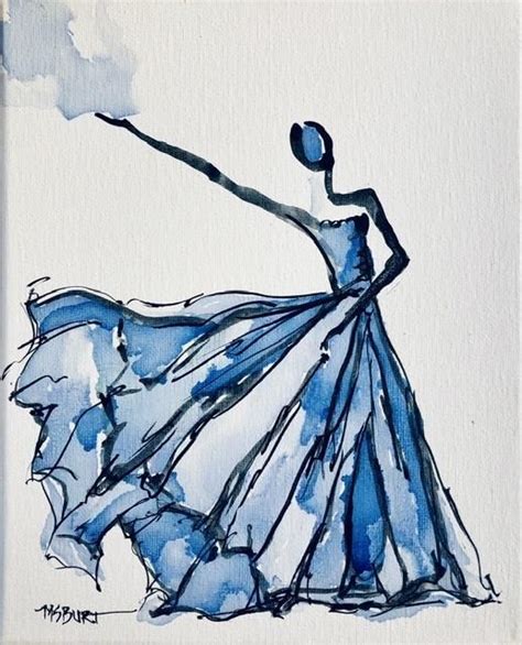 Elegant Blue - Dancer Painting 1014 | Dancer painting, Abstract art painting, Watercolor art