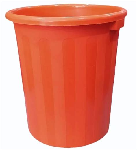 Cylindrical Himalaya Orange Open Top Plastic Waste Bin For Home