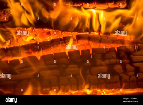 Fire Fireplace Ember Wood Home Embers Closeup Glowing Embers In Hot Red Color Stock Photo Alamy