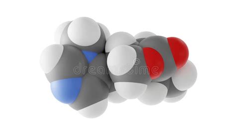 Pilocarpine Molecule 3d Rendering Flat Molecular Structure With