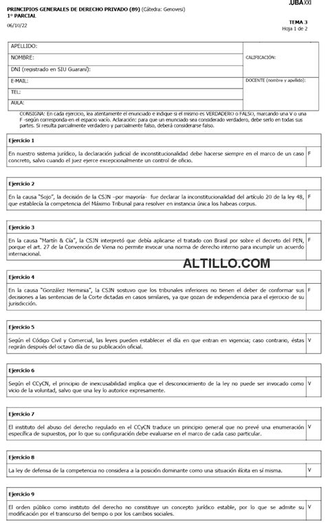 Parcial J Principios Generales De Derecho Privado Uba Xxi