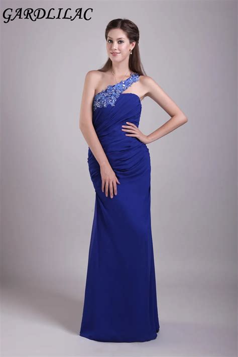 Gardlilac One Shoulder Blue Evening Dress With Applique Backless Formal Evening Party Dress